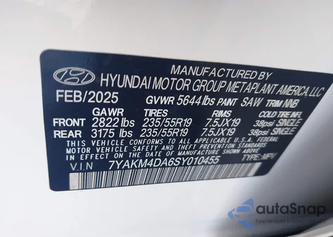 2025 Hyundai Ioniq 5 Se из США, поврежденный, VIN 7YAKM4DA6SY010455